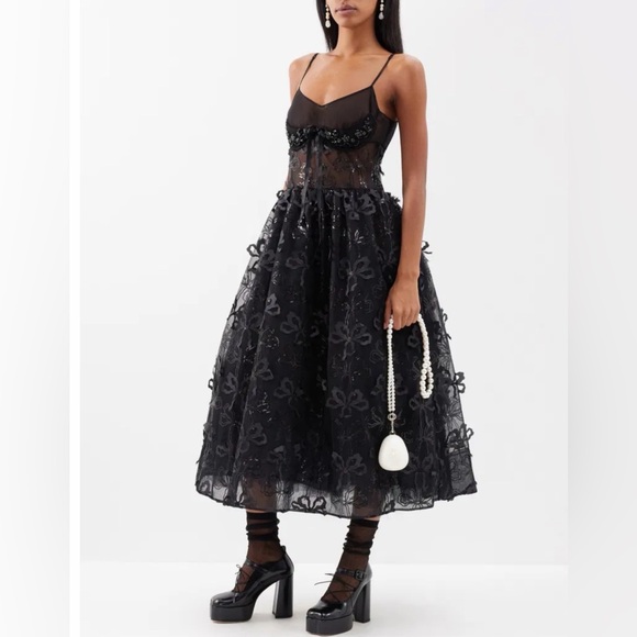Simone Rocha Bow Sequin Embroidered Sheer Tutu Midi Dress - Picture 8 of 11